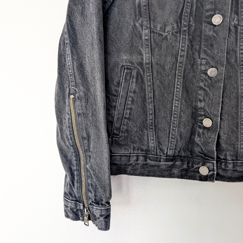 Gap 1969 Women's Black Jeans Jacket With Sides And Sleeves Zips ~ Size Small - Picture 3 of 12